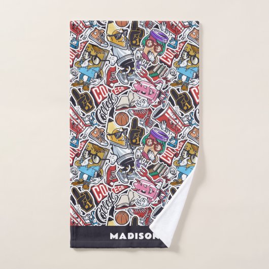 Aangepaste tekst College Comics Patroon Bad Handdoek (Handdoek)