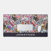 Aangepaste tekst College Comics Patroon Bureaumat (Keyboard & Muis)