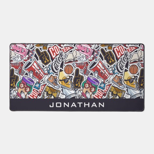 Aangepaste tekst College Comics Patroon Bureaumat (Voorkant)