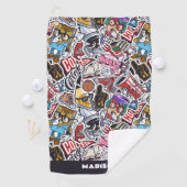 Aangepaste tekst College Comics Patroon Golfhanddoek (Insitu)