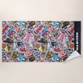 Aangepaste tekst College Comics Patroon Strandlaken (Voorkant)