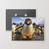 Aangepaste tekst Cool Penguins Button (Voorkant / Achterkant)