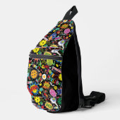 Aangepaste tekst Cool Zing pickleball doodle black Sling Bag (Rechterhoek)