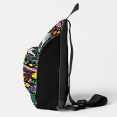 Aangepaste tekst Cool Zing pickleball doodle black Sling Bag (Rechts)