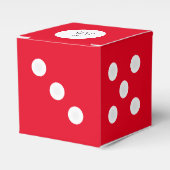 Aangepaste tekst Craps Dice Favor Box | Rode Sjabl Bedankdoosjes (Voorkant Zijde)