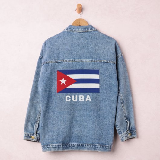 Aangepaste tekst Cuba vlag Denim Jacket (Hangar)