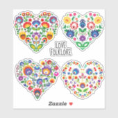 Aangepaste tekst 💗 Cute polish Folk Wycinanki har Sticker (Vel)