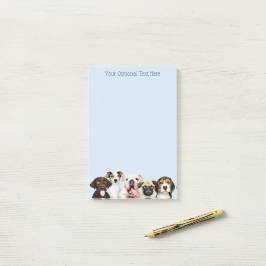 Aangepaste tekst Cute Puppies Post-it® Notes (Op bureau)