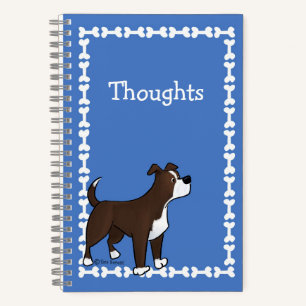 Aangepaste tekst Cute Staffy Lab hond Botten Blauw Notitieboek