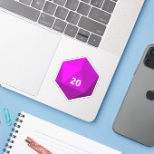 Aangepaste tekst D20 sterven | Sjabloon magenta Sticker (Laptop met iPhone)