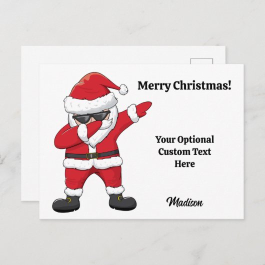 Aangepaste tekst Dabbing Dancing Santa Feestdagenkaart (Voorkant / Achterkant)