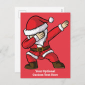 Aangepaste tekst Dabbing Dancing Santa Feestdagenkaart (Voorkant / Achterkant)