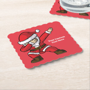 Aangepaste tekst Dabbing Dancing Santa Kartonnen Onderzetters