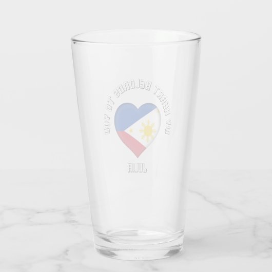Aangepaste tekst De Filippijnse vlag Hart Glas (Achterkant)