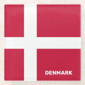 Aangepaste tekst Denemarken vlag Glazen Onderzetter (Voorkant)