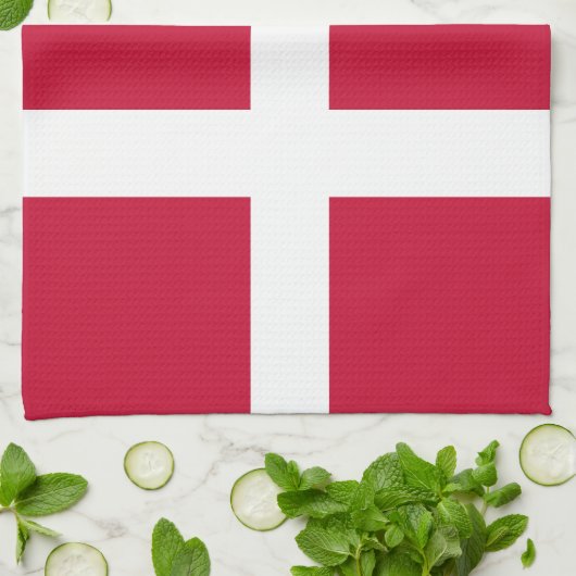 Aangepaste tekst Denemarken vlag Theedoek (Gevouwen)