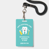 Aangepaste tekst Dental Clinic badge (Achterkant met lanyard)