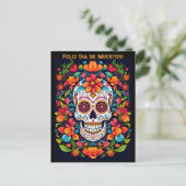 Aangepaste tekst Dia de Muertos☠️ Suikerschedel Briefkaart (Staand voorkant)