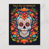Aangepaste tekst Dia de Muertos☠️ Suikerschedel Briefkaart (Voorkant)