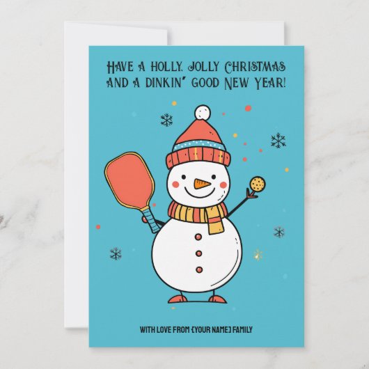 Aangepaste tekst Dinking Snowman Feestdagenkaart (Voorkant)