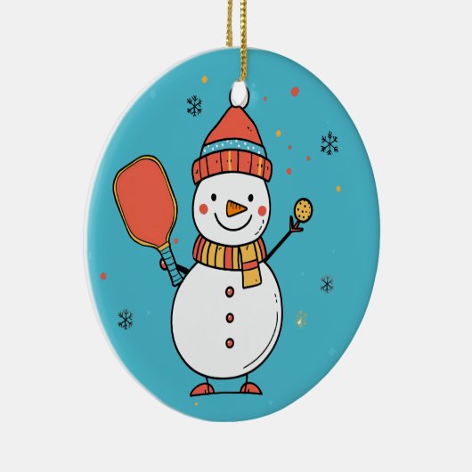 Aangepaste tekst Dinking Snowman Keramisch Ornament (Rechts)