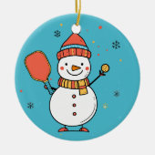 Aangepaste tekst Dinking Snowman Keramisch Ornament (Voorkant)