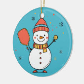 Aangepaste tekst Dinking Snowman Keramisch Ornament (Links)