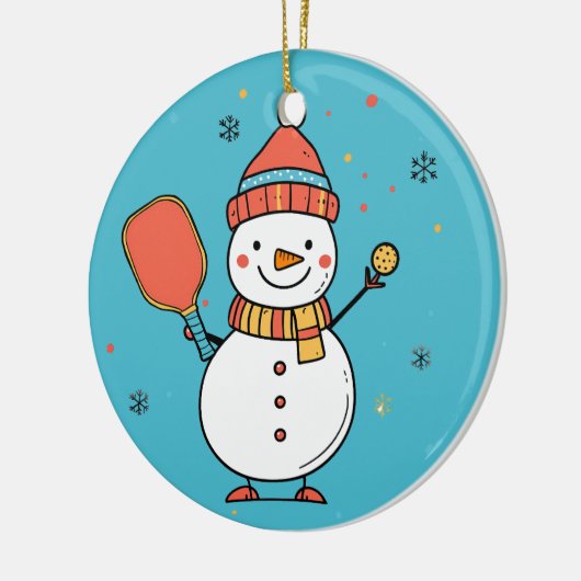 Aangepaste tekst Dinking Snowman Keramisch Ornament (Links)