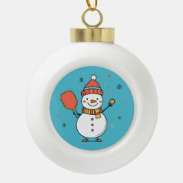 Aangepaste tekst Dinking Snowman Keramische Bal Ornament