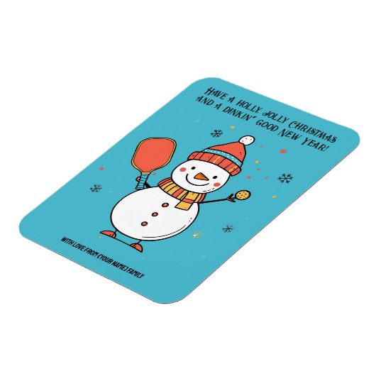 Aangepaste tekst Dinking Snowman Magneet (Linkerzijde)