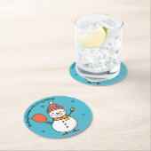Aangepaste tekst Dinking Snowman Ronde Kartonnen Onderzetter (Insitu)