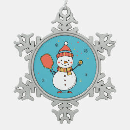 Aangepaste tekst Dinking Snowman Tin Sneeuwvlok Ornament