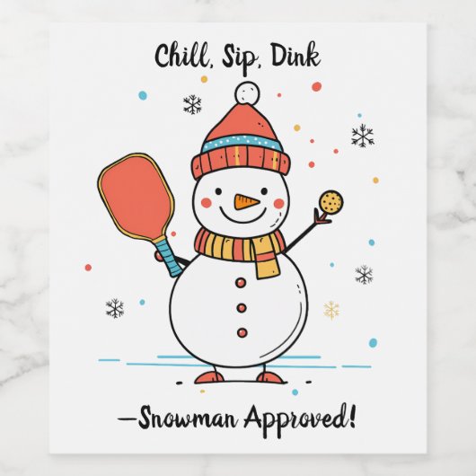 Aangepaste tekst Dinking Snowman Wijn Etiket (Enkel label)