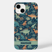 Aangepaste tekst Dinosaurus Patroon Case-Mate iPhone Case (Achterkant)