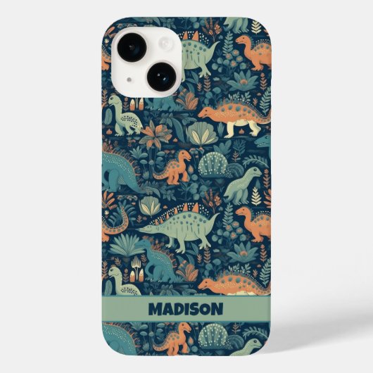 Aangepaste tekst Dinosaurus Patroon Case-Mate iPhone Case (Achterkant)
