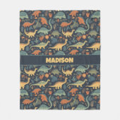 Aangepaste tekst Dinosaurus Patroon Fleece Deken (Voorkant)
