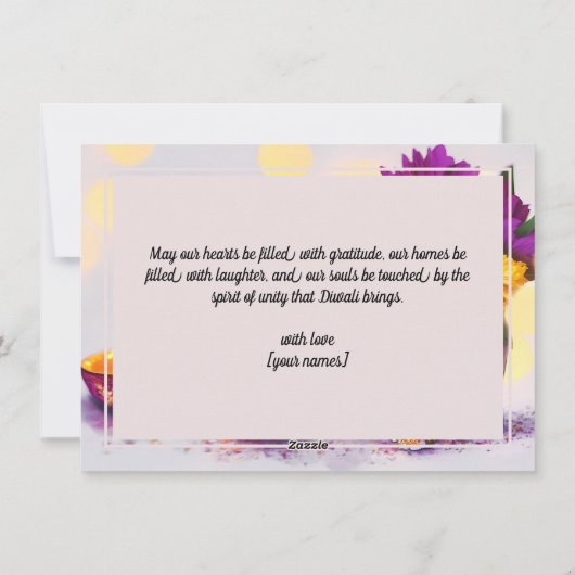 Aangepaste tekst, Diwali Elephant Elegance Feestdagenkaart (Achterkant)