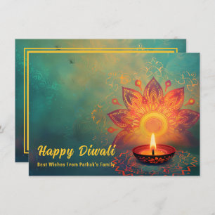 Aangepaste tekst, Diwali etherische lichten Feestdagenkaart