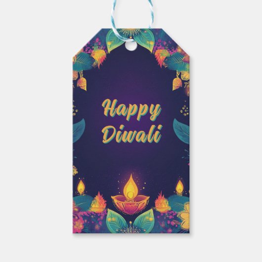 Aangepaste tekst, Diwali Glow – Light & Celebrate Cadeaulabel (Voorkant)