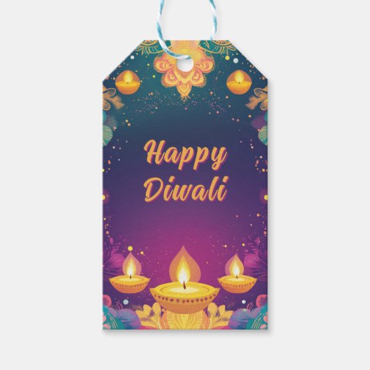 Aangepaste tekst, Diwali Harmony – Light & Joy Cadeaulabel (Voorkant)