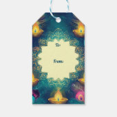 Aangepaste tekst, Diwali Splendor Label Glow & Cel Cadeaulabel (Achterkant)