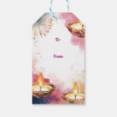 Aangepaste tekst, Diwali Waterverf Light & Celebra Cadeaulabel (Achterkant)