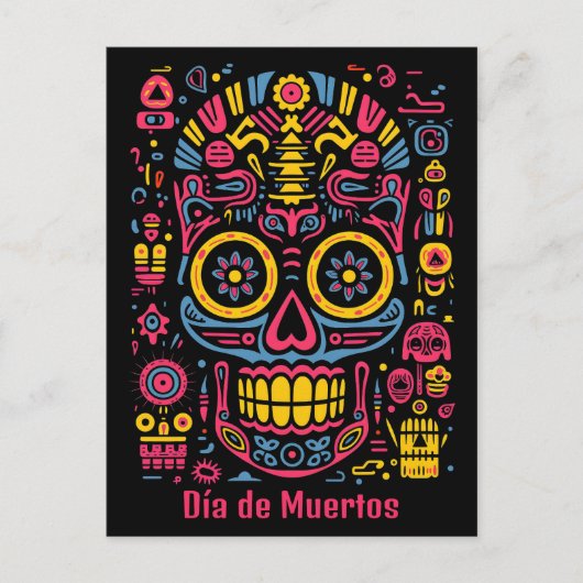 Aangepaste tekst 💀 doodle stijl Día de Muertos Briefkaart (Voorkant)