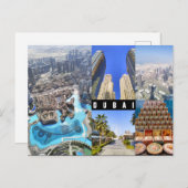 Aangepaste tekst, Dubai, Briefkaart Verenigde Arab (Voorkant / Achterkant)
