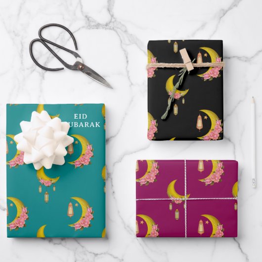 Aangepaste tekst Eid al-Fitr Mubarak Inpakpapier Vel (Voorkant)