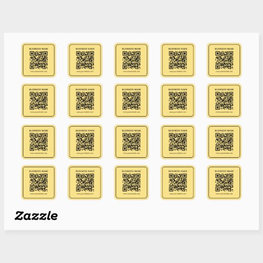 Aangepaste tekst Elegant Zwart & Goud Scan QR-code Vierkante Sticker (Vel)