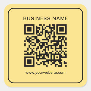 Aangepaste tekst Elegant Zwart & Goud Scan QR-code Vierkante Sticker