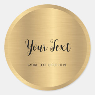 Aangepaste tekst Elegante metallic look Faux Gold  Ronde Sticker