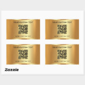 Aangepaste tekst Elegante scanbare QR-code Gold Lo Rechthoekige Sticker (Vel)