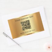 Aangepaste tekst Elegante scanbare QR-code Gold Lo Rechthoekige Sticker (Envelop)